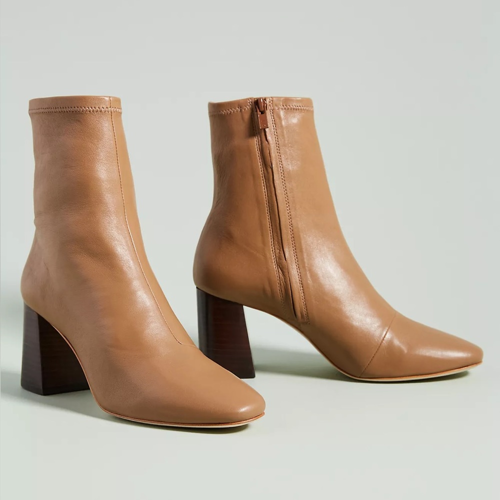 Loeffler Randall // Elise Leather Brown Stretch Bootie